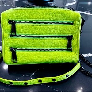 Rebecca Minkoff Neon Yellow Crossbody Bag with Textured Leather
